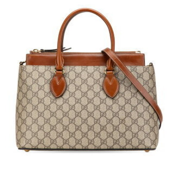 Gucci GG Supreme Shoulder Bag Beige Brown Leather - Picture 1 of 8